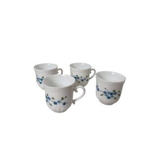 Arcopal VERONICA set of 4 milk glass cups blue flowers France